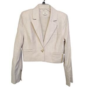 NWT Jason Wu Cropped Linen Blazer Size M Beige